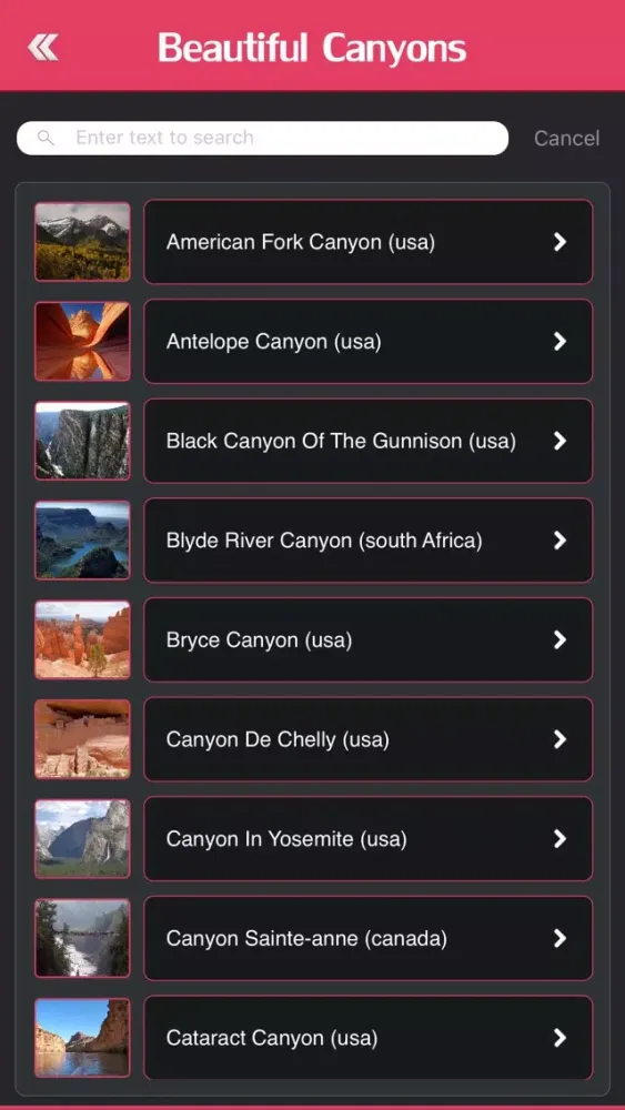 Tangkapan skrin Beautiful Canyons of The World