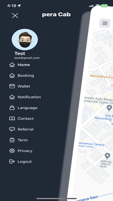 Tangkapan skrin Pera Cab