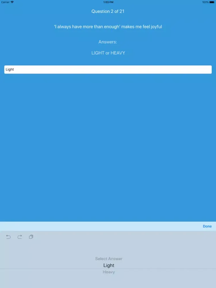 Swift Questionnaire iPad  Screenshots