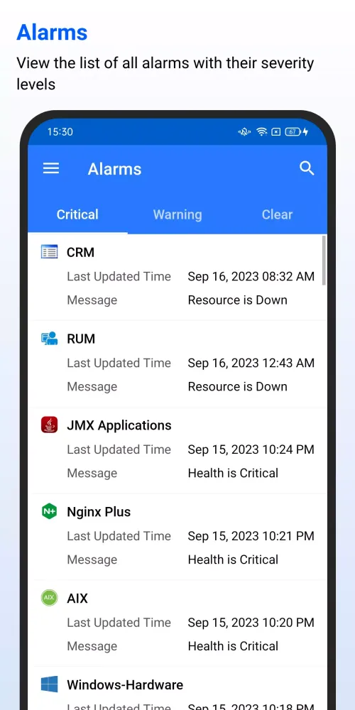 Captures d'écran de Applications Manager