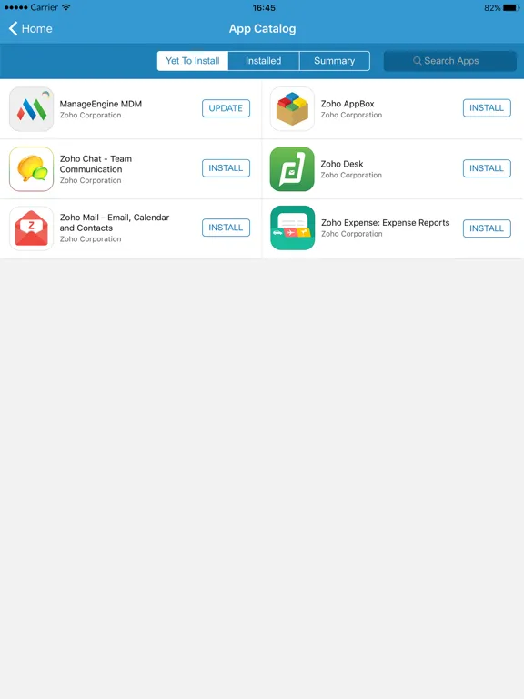 ManageEngine MDM iPad  スクリーンショット