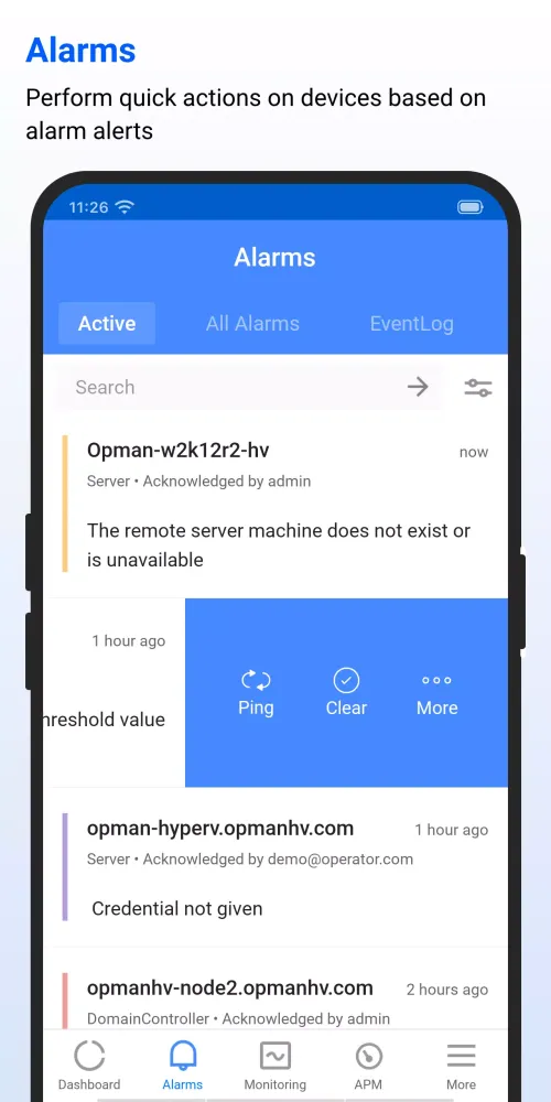 Capturas de pantalla de OpManager