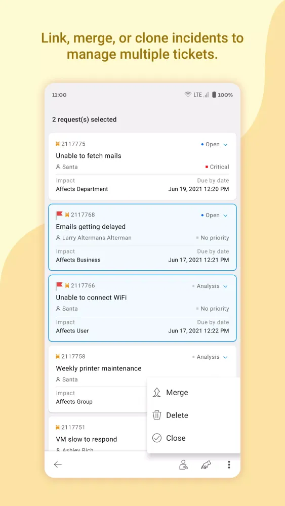 Capturas de pantalla de ServiceDesk Plus | Cloud