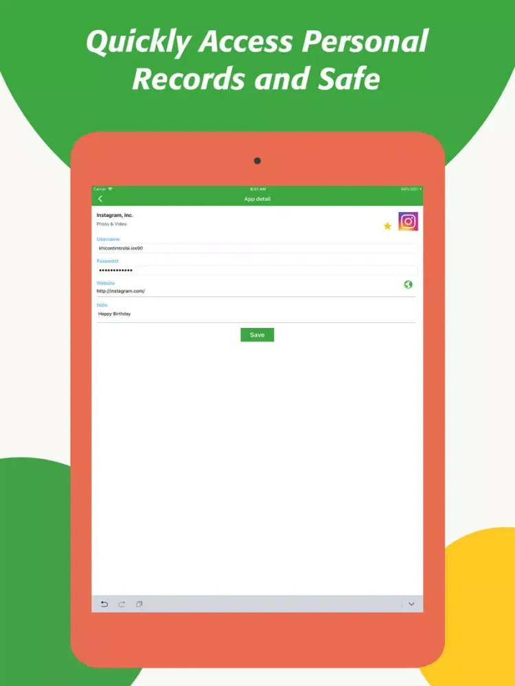 Lock App With Password Manager iPad 应用截图