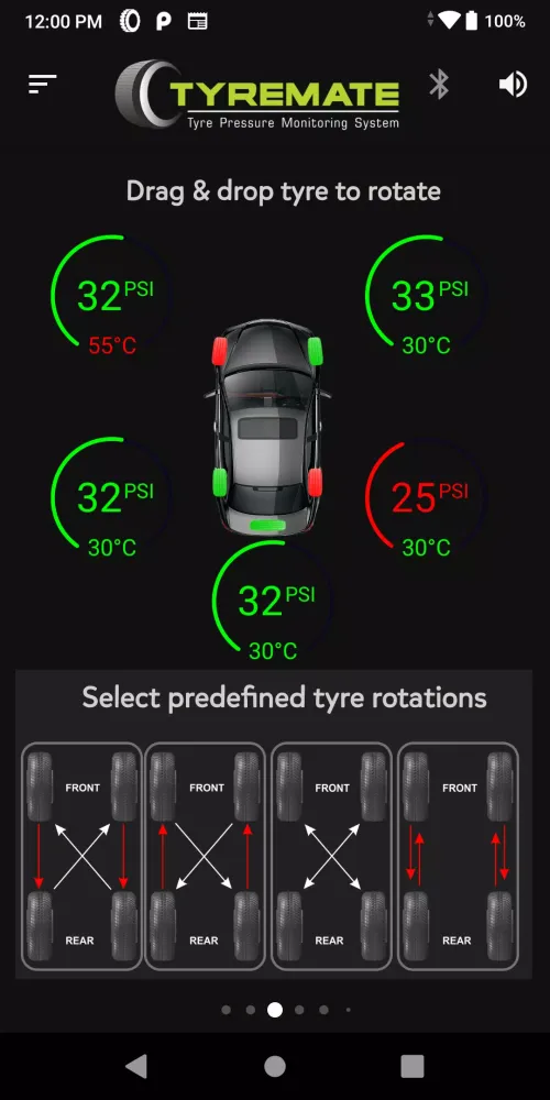 Скриншоты Tyremate TPMS for 4 wheelers