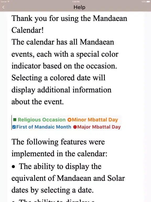 Mandaean Calendar / Melvashe iPad  Ekran Görüntüleri