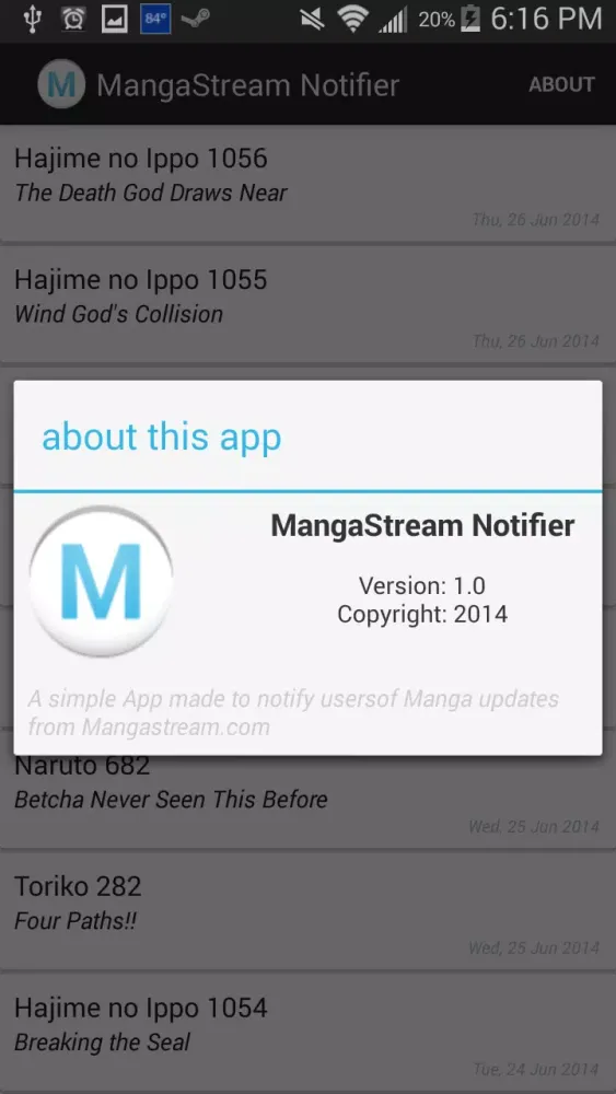 MangaStream Notifier سکرین شاٹس