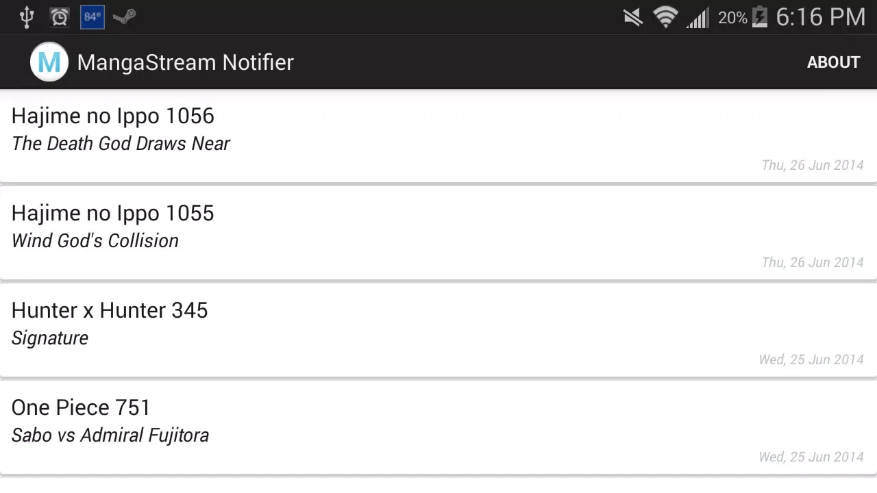 MangaStream Notifier سکرین شاٹس