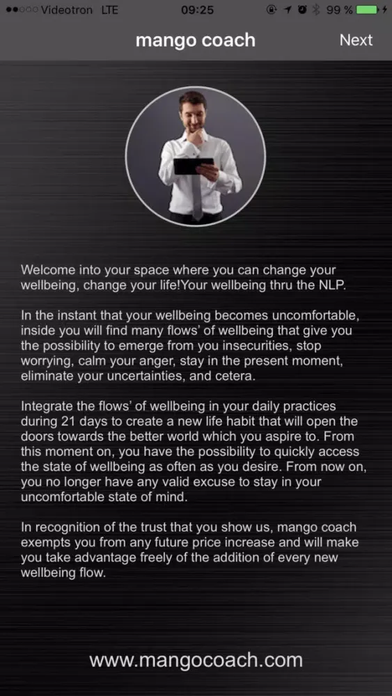 Zrzuty ekranu mango coach – NLP