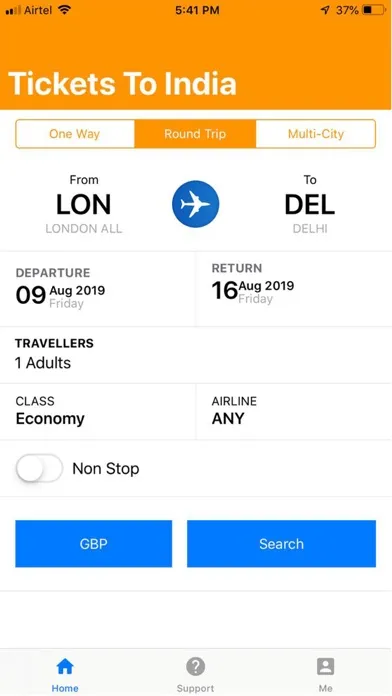 Screenshot di Tickets To India