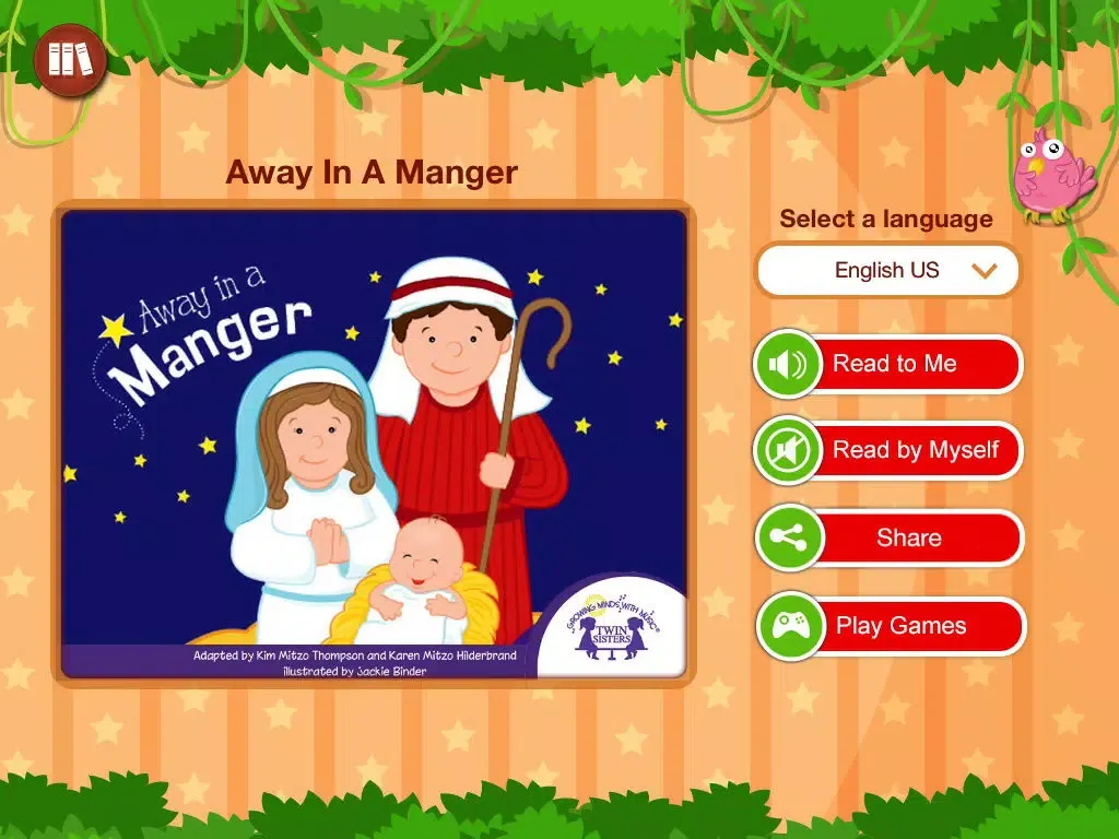 تصاویر Away In A Manger by Twin Sisters - Read along interactive Christmas eBook in English for children with puzzles and learning games iPad 