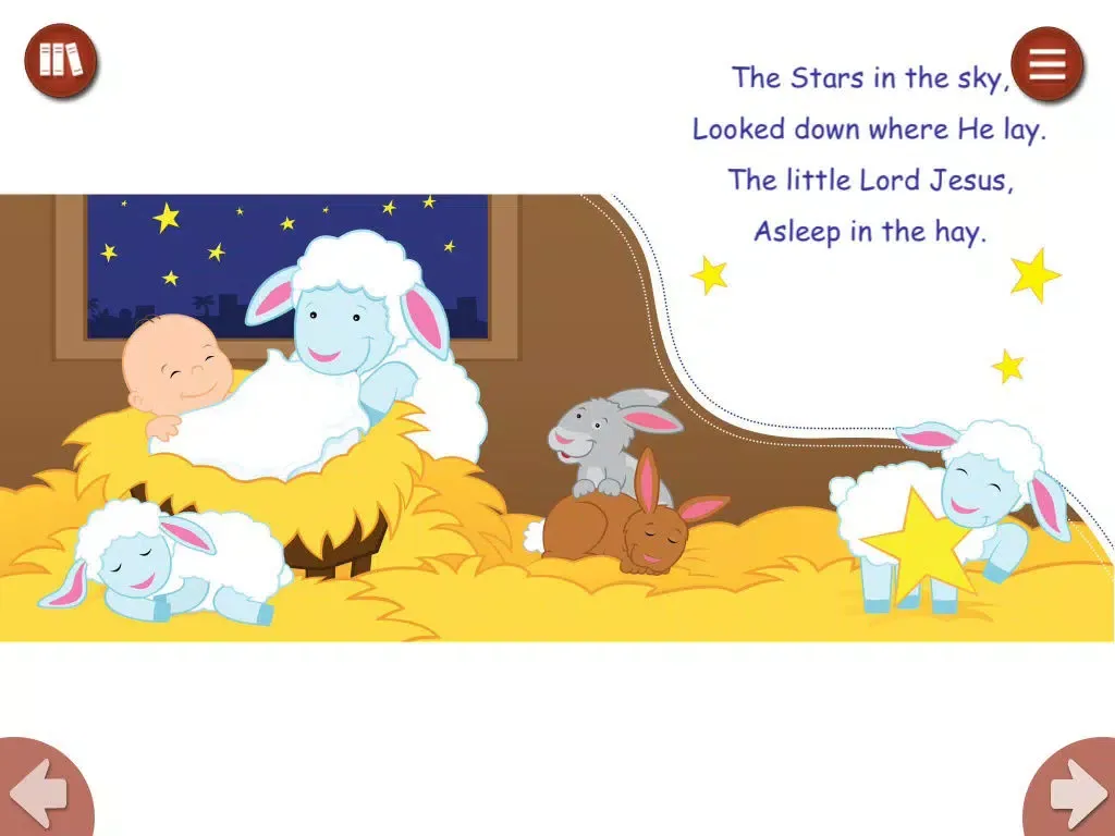 تصاویر Away In A Manger by Twin Sisters - Read along interactive Christmas eBook in English for children with puzzles and learning games iPad 