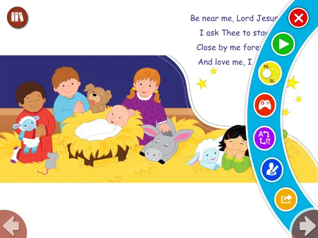 تصاویر Away In A Manger by Twin Sisters - Read along interactive Christmas eBook in English for children with puzzles and learning games iPad 