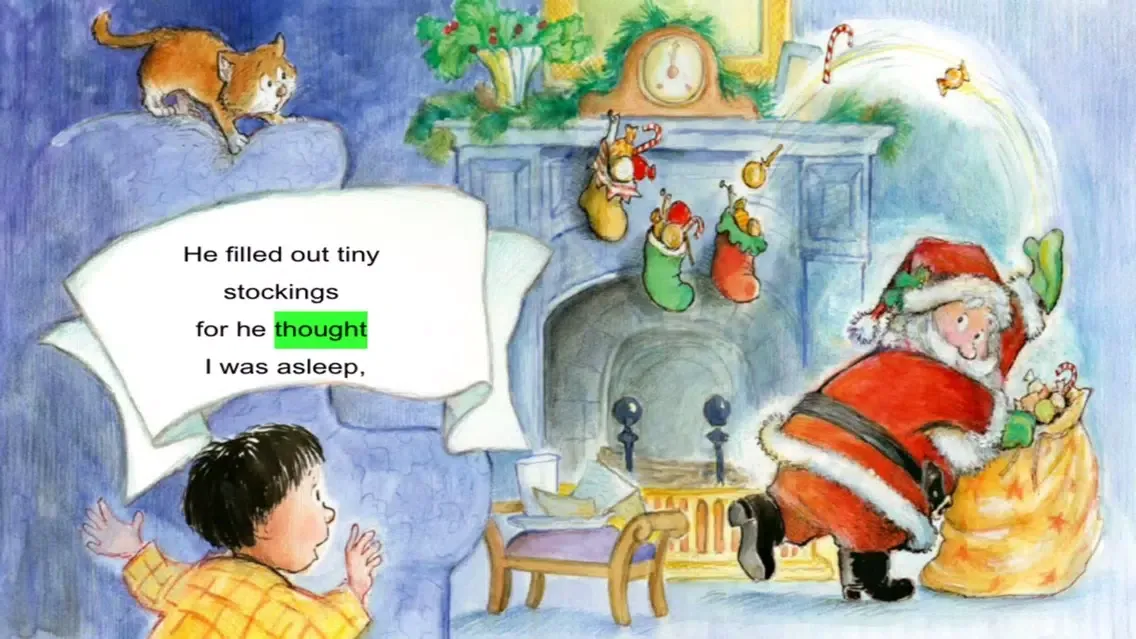 تصاویر Down Through The Chimney - Read along interactive Christmas eBook in English for children with puzzles and learning games