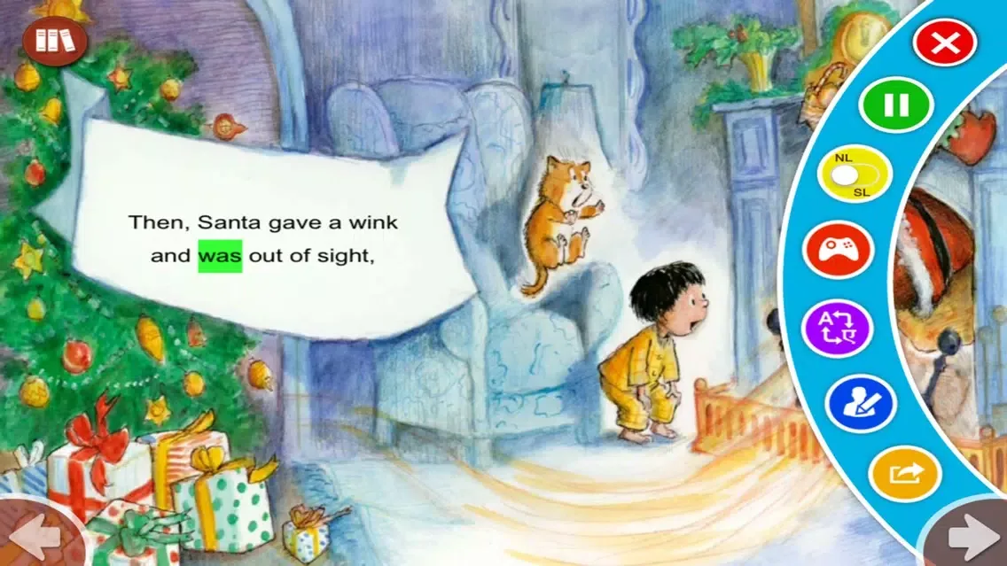 تصاویر Down Through The Chimney - Read along interactive Christmas eBook in English for children with puzzles and learning games