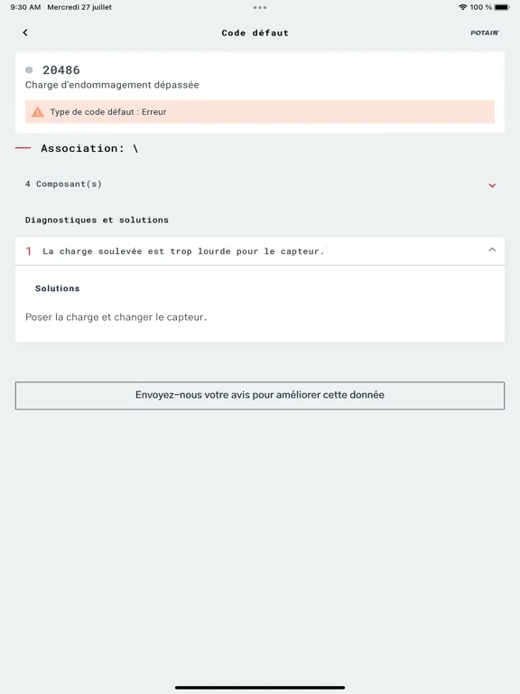 تصاویر Potain Fault Codes iPad 