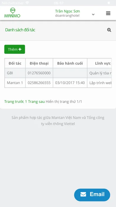 Capturas de tela do Quản lý cơ sở lưu trú ManMo3H