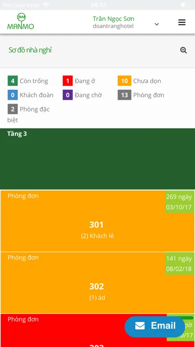 Capturas de tela do Quản lý cơ sở lưu trú ManMo3H