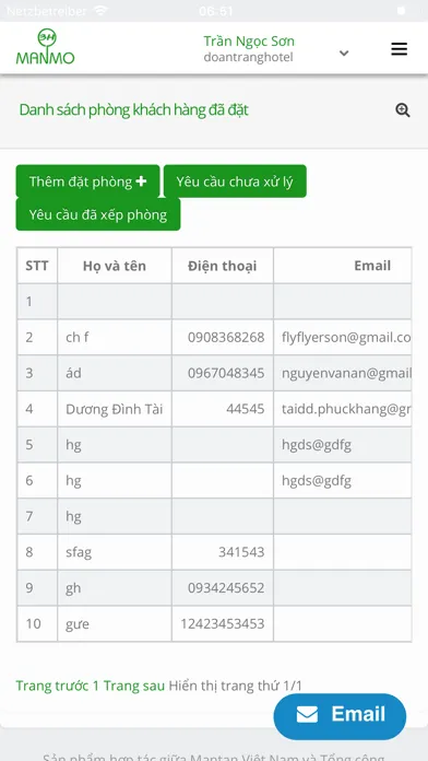 Capturas de tela do Quản lý cơ sở lưu trú ManMo3H