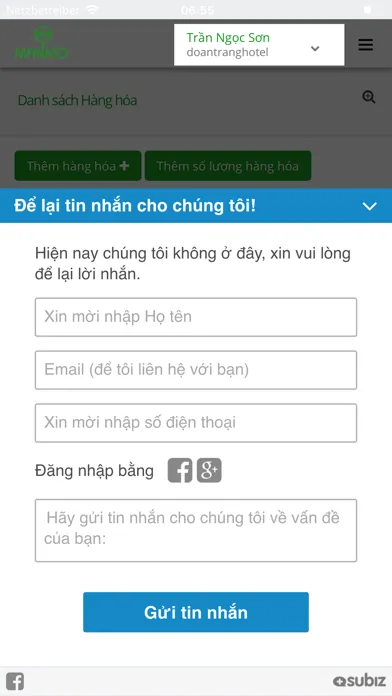 Capturas de tela do Quản lý cơ sở lưu trú ManMo3H