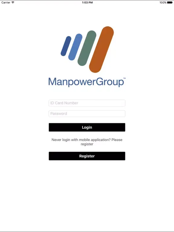 Tangkapan layar Manpower Mobile timesheet iPad 