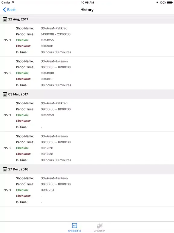 Tangkapan layar Manpower Mobile timesheet iPad 
