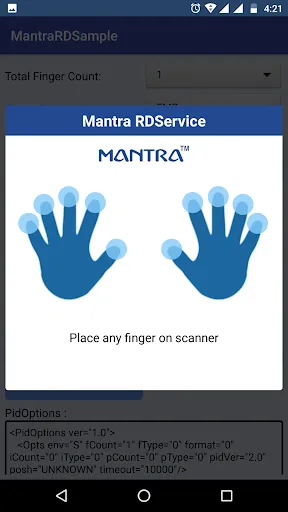 Mantra RD Service Screenshots