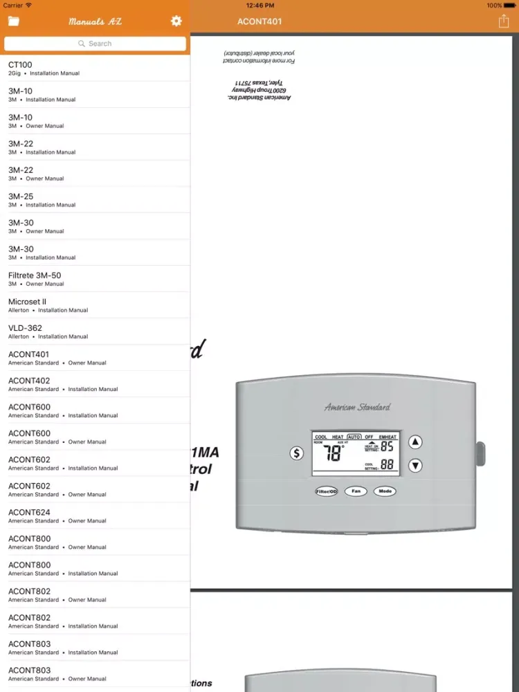 Скриншоты HVAC Thermostats by Manuals A to Z iPad 