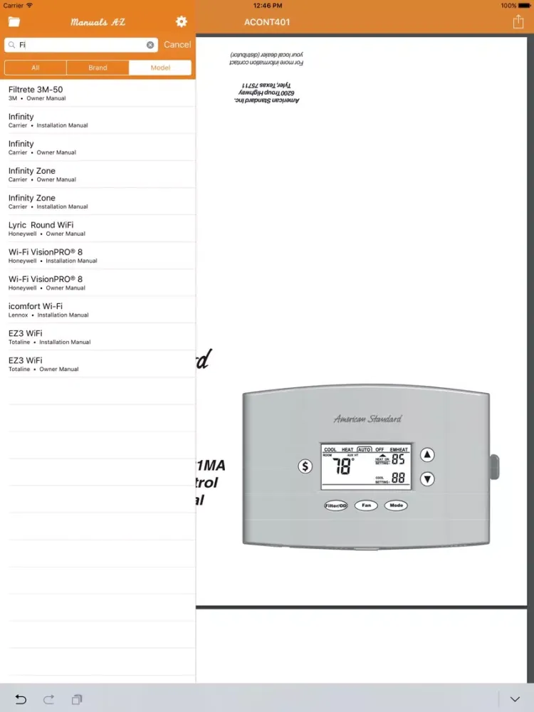 Скриншоты HVAC Thermostats by Manuals A to Z iPad 