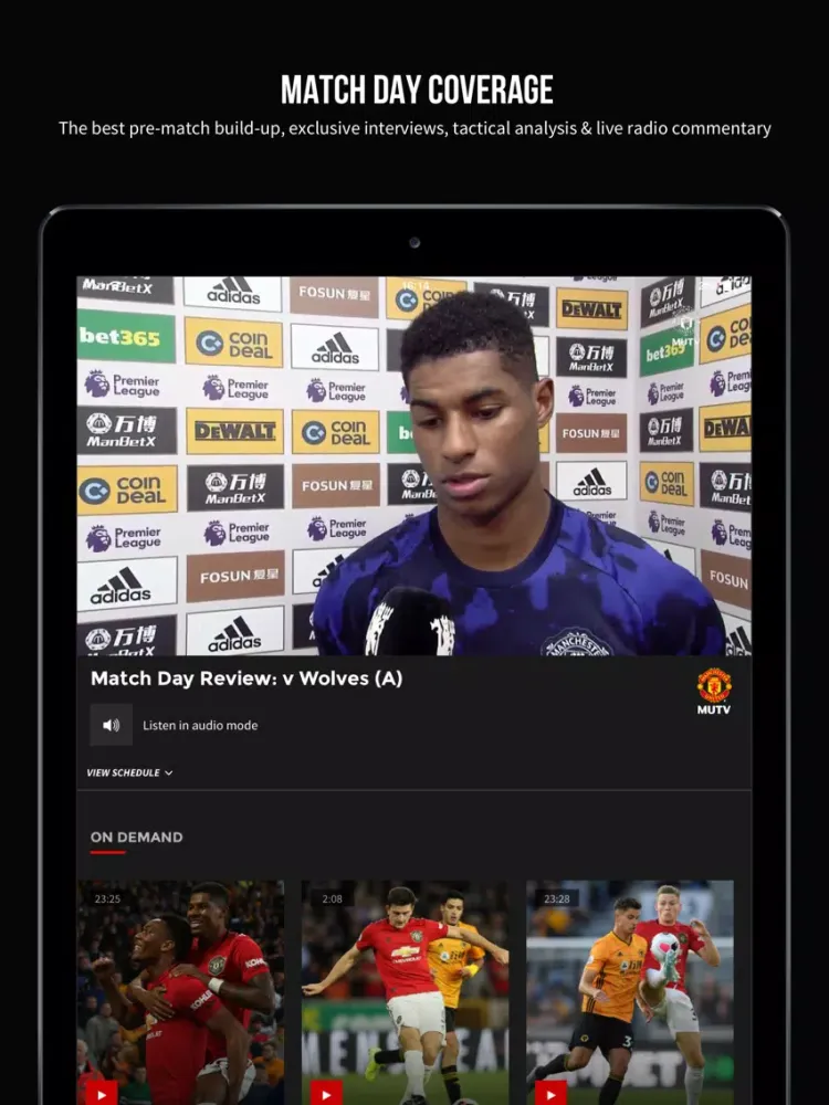 Tangkapan skrin MUTV - Manchester United TV iPad 