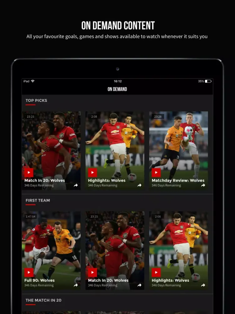 Tangkapan skrin MUTV - Manchester United TV iPad 
