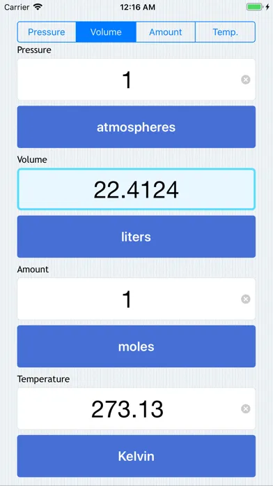 PVnRT - Ideal Gas Calculator Screenshots