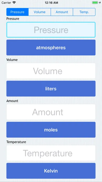 PVnRT - Ideal Gas Calculator Screenshots