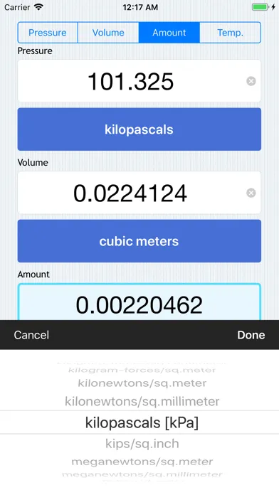 PVnRT - Ideal Gas Calculator Screenshots