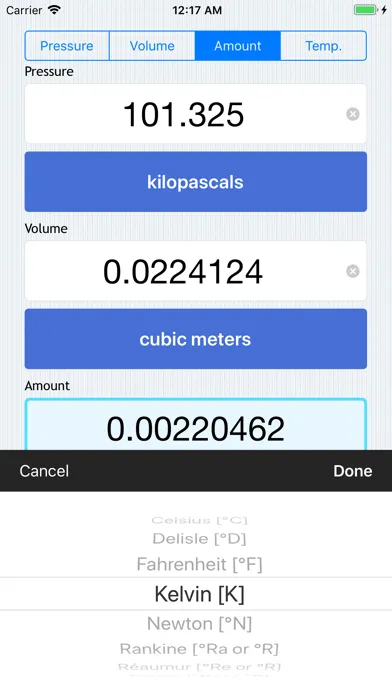 PVnRT - Ideal Gas Calculator Screenshots