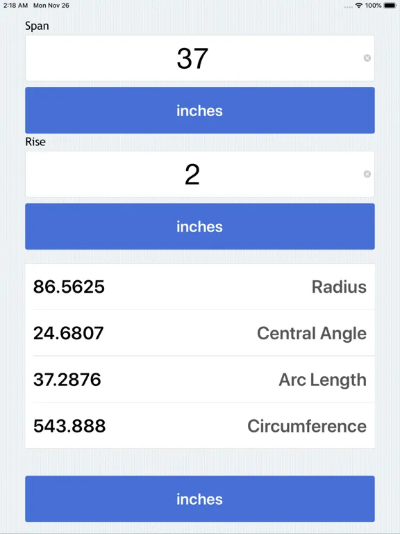 Capturas de pantalla de Radius Calculator iPad 