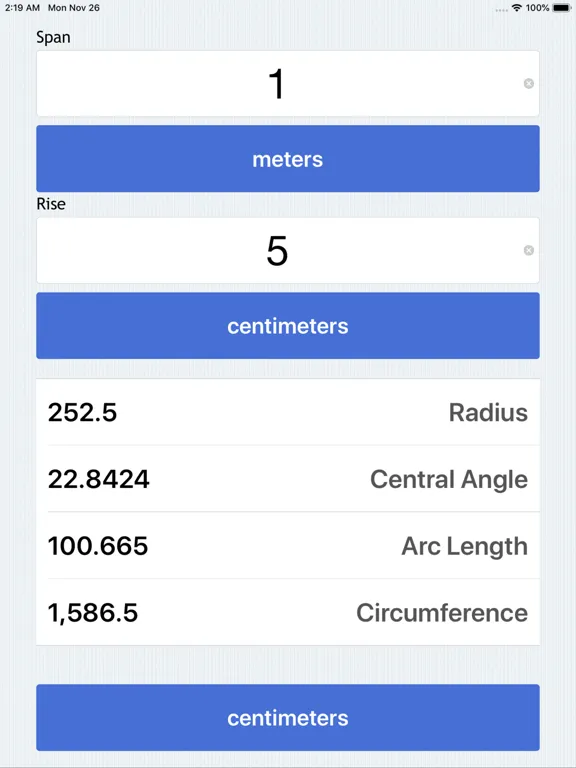 Capturas de pantalla de Radius Calculator iPad 