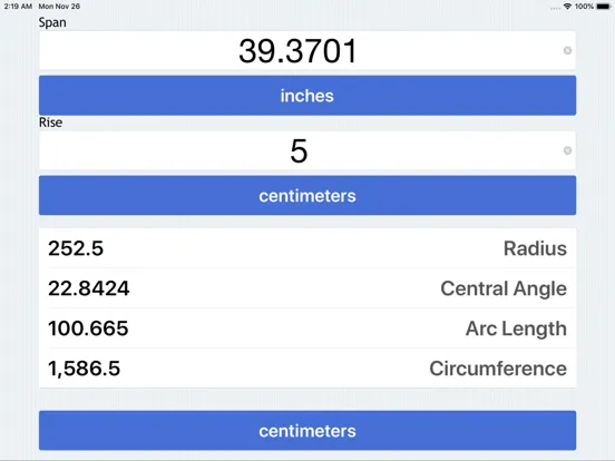Capturas de pantalla de Radius Calculator iPad 