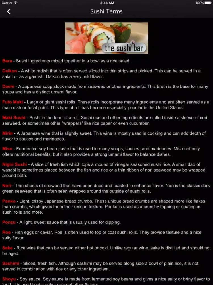The Sushi Bar iPad  Screenshots