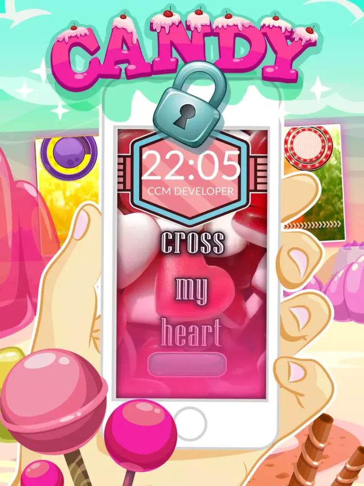 Lockscreen Design with Sweet Candy Frames iPad  स्क्रीनशॉट
