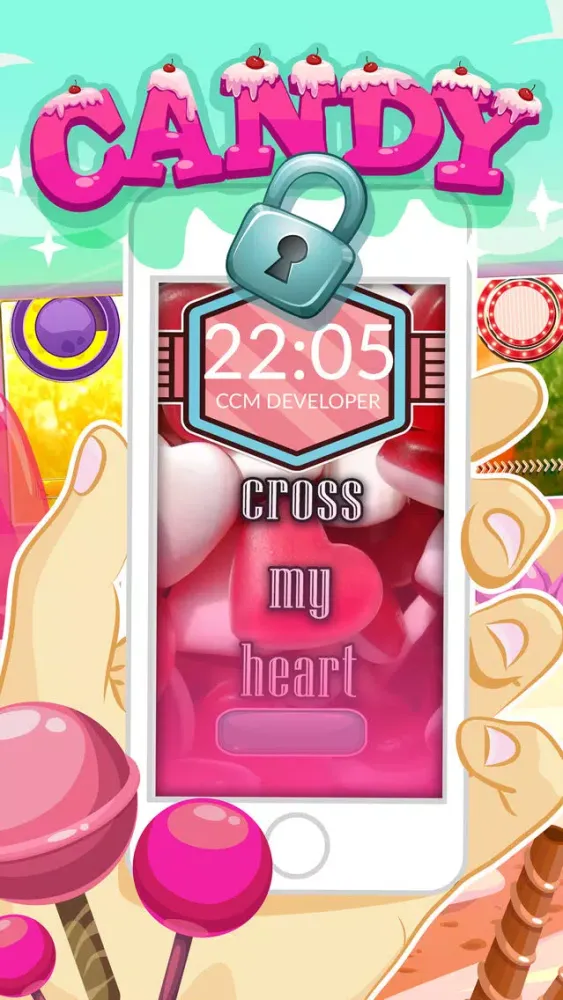 Lockscreen Design with Sweet Candy Frames स्क्रीनशॉट