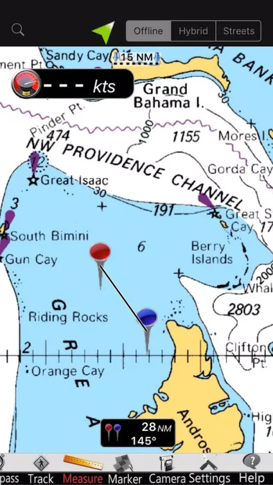 Tangkapan skrin Bahamas Caribbean GPS Charts