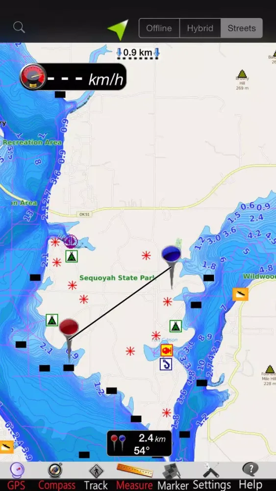 Tangkapan skrin Fort Gibson Lake GPS Charts