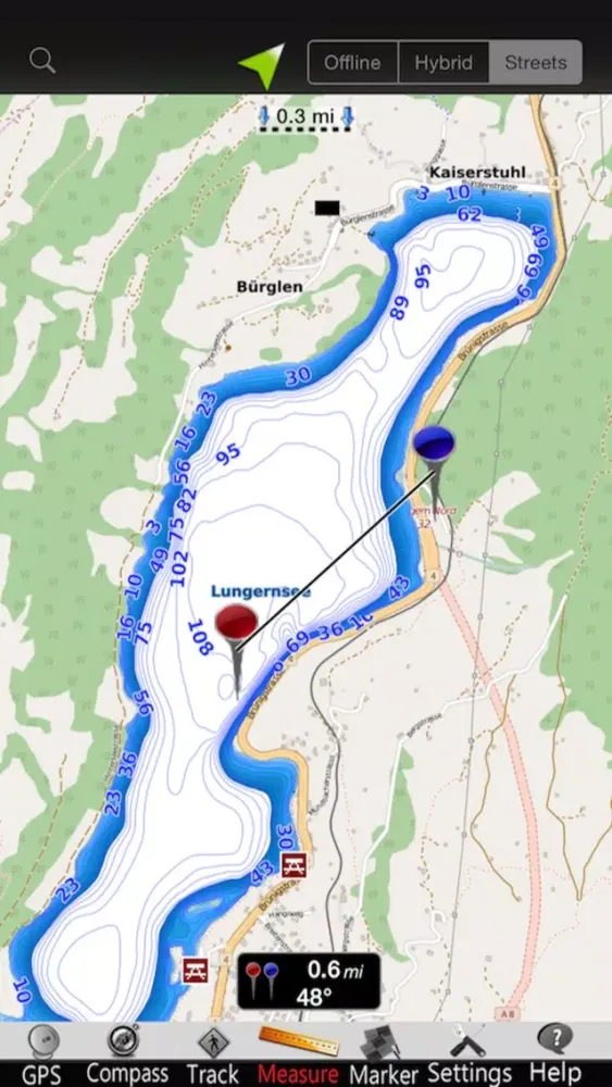 Ảnh chụp màn hình của Lungern - Sarnen lakes Charts