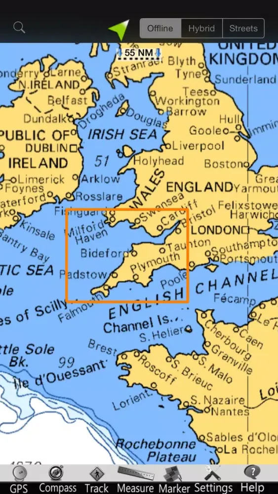 Tangkapan skrin England SW GPS Nautical Charts