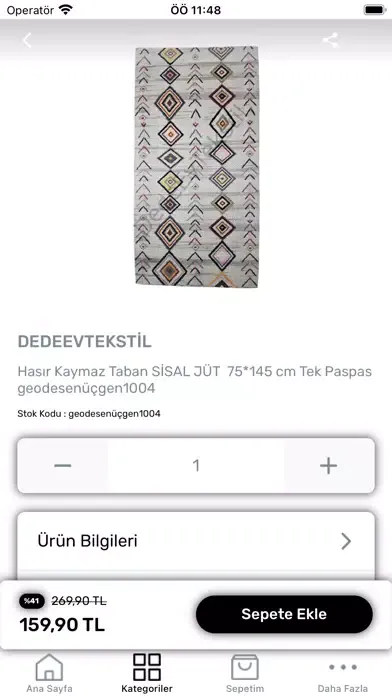 Capturas de tela do Dede Ev Tekstil