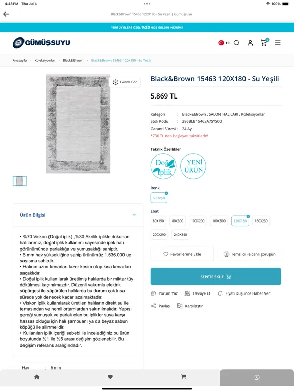Capturas de pantalla de Gümüşsuyu E-Ticaret iPad 