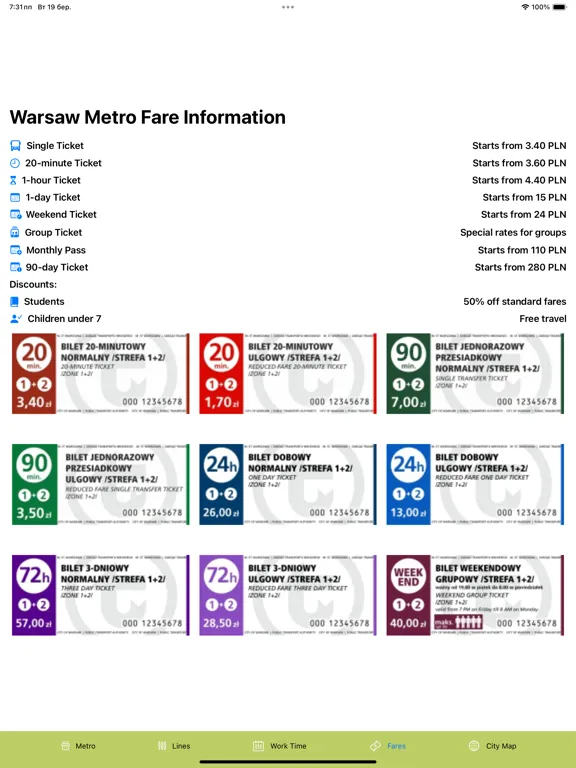 Tangkapan layar Warsaw Subway Map iPad 
