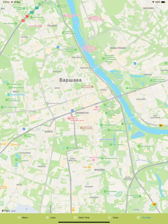 Tangkapan layar Warsaw Subway Map iPad 
