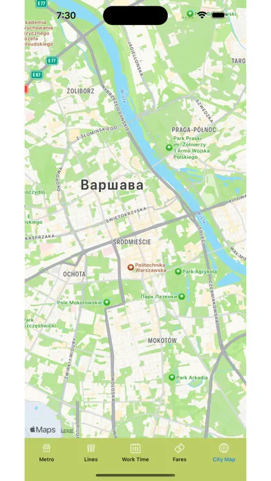 Tangkapan layar Warsaw Subway Map